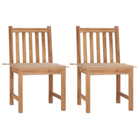 Sillas de jardín 2 unidades madera maciza de teca con cojines de , Sillas de jardín - Ref: Foro24-3062919, Precio: 238,71 €, ...