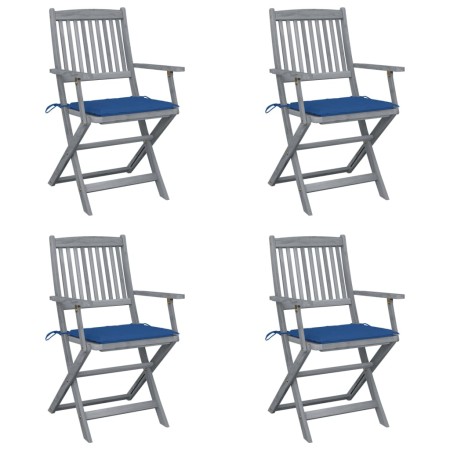 Sillas de jardín plegables 4 uds cojines madera maciza acacia de , Sillas de jardín - Ref: Foro24-3064519, Precio: 194,76 €, ...