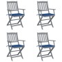Sillas de jardín plegables 4 uds cojines madera maciza acacia de , Sillas de jardín - Ref: Foro24-3064519, Precio: 194,76 €, ...