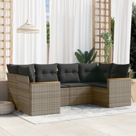 Set de muebles de jardín 6 pzas y cojines ratán sintético gris en Conjuntos de jardín | Comprar online en Foru.es