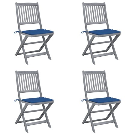 Sillas de jardín plegables 4 uds cojines madera maciza acacia de , Sillas de jardín - Ref: Foro24-3064573, Precio: 214,56 €, ...