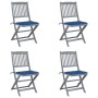 Sillas de jardín plegables 4 uds cojines madera maciza acacia de , Sillas de jardín - Ref: Foro24-3064573, Precio: 214,56 €, ...