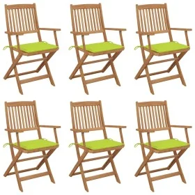 Sillas de jardín plegables 6 uds y cojines madera maciza acacia de , Sillas de jardín - Ref: Foro24-3065472, Precio: 341,43 €...