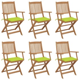 Sillas de jardín plegables 6 uds y cojines madera maciza acacia de , Sillas de jardín - Ref: Foro24-3065472, Precio: 387,66 €...