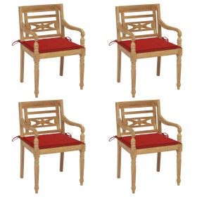 Sillas Batavia 4 unidades madera maciza de teca con cojines de , Sillas de jardín - Ref: Foro24-3073301, Precio: 510,70 €, De...