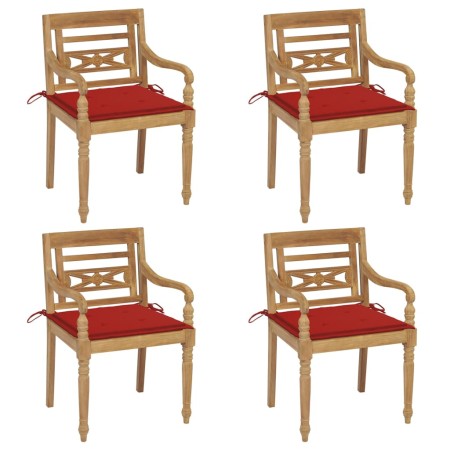 Sillas Batavia 4 unidades madera maciza de teca con cojines de , Sillas de jardín - Ref: Foro24-3073301, Precio: 510,70 €, De...