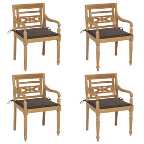 Sillas Batavia 4 unidades madera maciza de teca con cojines de , Sillas de jardín - Ref: Foro24-3073303, Precio: 505,68 €, De...