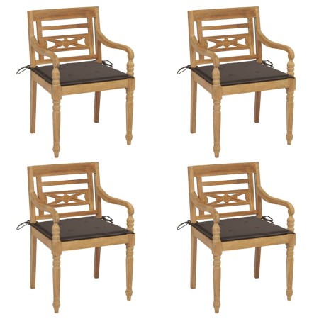 Sillas Batavia 4 unidades madera maciza de teca con cojines de , Sillas de jardín - Ref: Foro24-3073303, Precio: 505,68 €, De...