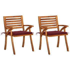 Sillas de comedor jardín con cojines 2 uds madera maciza acacia de , Sillas de jardín - Ref: Foro24-3060807, Precio: 260,09 €...