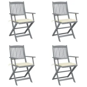 Klappbare Gartenstühle, 4 Stück, Kissen aus massivem Akazienholz von , Gartenstühle - Ref: Foro24-3064511, Preis: 186,88 €, R...