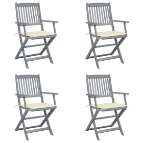 Sillas de jardín plegables 4 uds cojines madera maciza acacia de , Sillas de jardín - Ref: Foro24-3064511, Precio: 189,24 €, ...