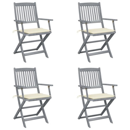 Sillas de jardín plegables 4 uds cojines madera maciza acacia de , Sillas de jardín - Ref: Foro24-3064511, Precio: 189,24 €, ...