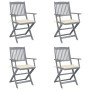 Sillas de jardín plegables 4 uds cojines madera maciza acacia de , Sillas de jardín - Ref: Foro24-3064511, Precio: 189,24 €, ...