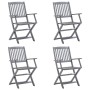 Sillas de jardín plegables 4 uds cojines madera maciza acacia de , Sillas de jardín - Ref: Foro24-3064511, Precio: 189,24 €, ...