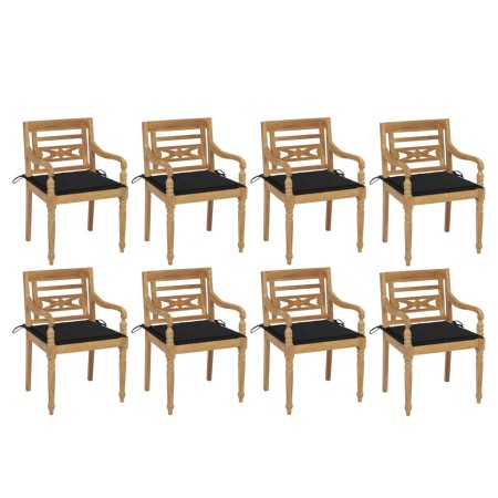 Sillas Batavia 8 unidades madera maciza de teca con cojines de , Sillas de jardín - Ref: Foro24-3073356, Precio: 1,00 €, Desc...