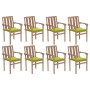 Sillas de jardín apilables 8 uds madera maciza teca con cojines de , Sillas de jardín - Ref: Foro24-3073444, Precio: 1,00 €, ...