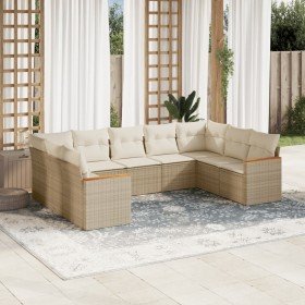 Set de sofás de jardín 9 pzas con cojines ratán sintético beige en Conjuntos de jardín | Comprar online en Foru.es