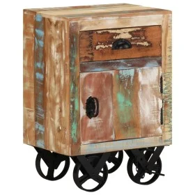 Mesita de noche con ruedas madera maciza reciclada 40x30x57 cm de , Mesitas de noche - Ref: Foro24-328316, Precio: 121,41 €, ...
