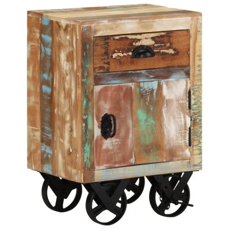 Mesita de noche con ruedas madera maciza reciclada 40x30x57 cm de , Mesitas de noche - Ref: Foro24-328316, Precio: 121,41 €, ...