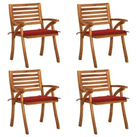 Sillas de jardín con cojines 4 unidades madera maciza de acacia de , Sillas de jardín - Ref: Foro24-3075180, Precio: 396,32 €...