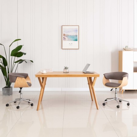 Silla de oficina giratoria de madera curvada y tela gris taupe de vidaXL, Sillas de oficina - Ref: Foro24-3054835, Precio: 17...