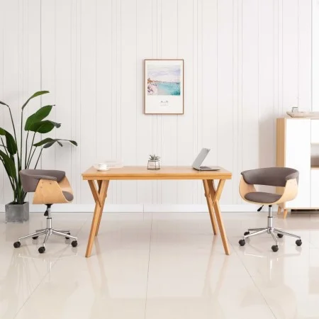 Silla de oficina giratoria de madera curvada y tela gris taupe de vidaXL, Sillas de oficina - Ref: Foro24-3054835, Precio: 15...