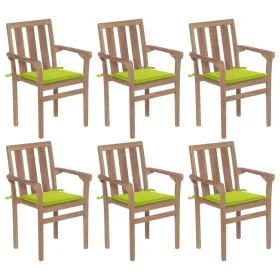 Sillas de jardín apilables 6 uds madera maciza teca con cojines de , Sillas de jardín - Ref: Foro24-3073417, Precio: 762,42 €...