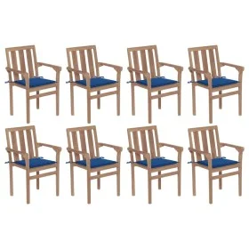 Stapelbare Gartenstühle 8 Stück aus massivem Teakholz mit Kissen von , Gartenstühle - Ref: Foro24-3073443, Preis: 1,00 €, Rab...