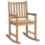 Silla mecedora de madera maciza de teca con cojín beige de , Sillas de jardín - Ref: Foro24-3062760, Precio: 165,64 €, Descue...