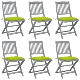 Sillas de jardín plegables 6 uds cojines madera maciza acacia de , Sillas de jardín - Ref: Foro24-3065460, Precio: 316,39 €, ...