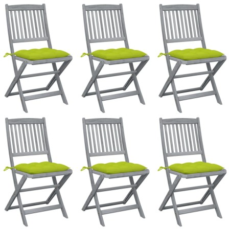 Sillas de jardín plegables 6 uds cojines madera maciza acacia de , Sillas de jardín - Ref: Foro24-3065460, Precio: 333,56 €, ...