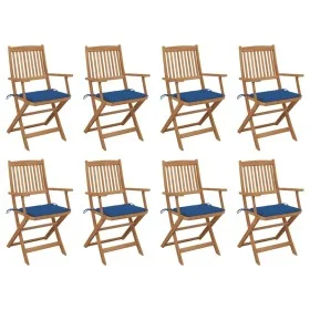8 pcs folding garden chairs and solid acacia wood cushions by , Garden chairs - Ref: Foro24-3075095, Price: 414,32 €, Discoun...