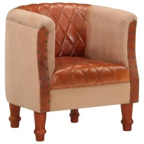 Sillón de cuero auténtico y madera maciza de mango marrón de , Sillones - Ref: Foro24-320603, Precio: 216,21 €, Descuento: %