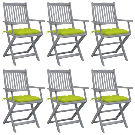 Sillas de jardín plegables 6 uds cojines madera maciza acacia de , Sillas de jardín - Ref: Foro24-3065433, Precio: 299,68 €, ...
