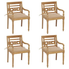 Sillas Batavia 4 unidades madera maciza de teca con cojines de , Sillas de jardín - Ref: Foro24-3073298, Precio: 505,88 €, De...
