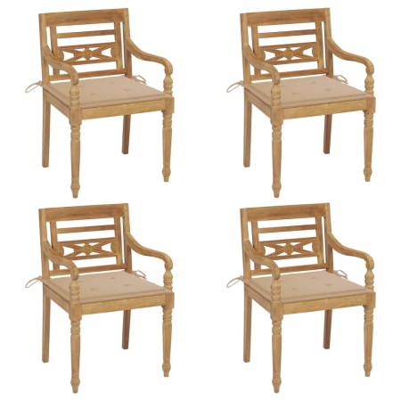 Sillas Batavia 4 unidades madera maciza de teca con cojines de , Sillas de jardín - Ref: Foro24-3073298, Precio: 505,88 €, De...