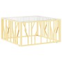 Mesa de centro de acero inoxidable y vidrio dorada 80x80x40 cm de , Mesas de centro - Ref: Foro24-350058, Precio: 220,96 €, D...