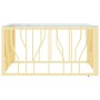 Mesa de centro de acero inoxidable y vidrio dorada 80x80x40 cm de , Mesas de centro - Ref: Foro24-350058, Precio: 220,96 €, D...