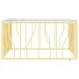 Mesa de centro de acero inoxidable y vidrio dorada 80x80x40 cm de , Mesas de centro - Ref: Foro24-350058, Precio: 217,38 €, D...