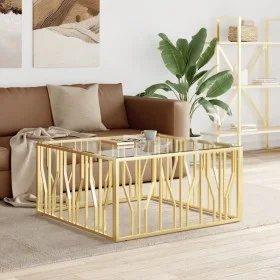 Stainless steel and glass coffee table 100x100x50 cm by , Coffee table - Ref: Foro24-350066, Price: 257,81 €, Discount: %