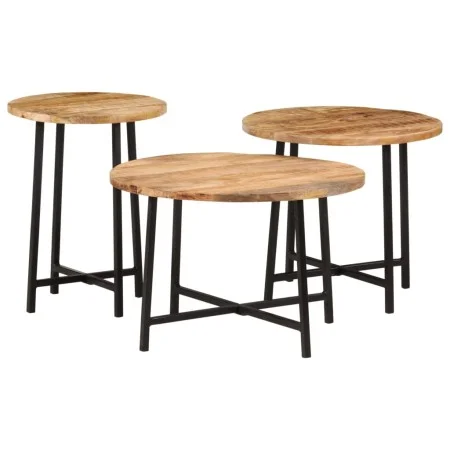 Stapelbare Couchtische 3-teilig aus massivem Mangoholz und Eisen von , Couchtisch - Ref: Foro24-371971, Preis: 71,17 €, Rabat...