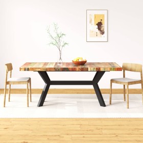 Mesa de comedor madera maciza reciclada y acero cruzado 180 cm en Mesas de comedor | Comprar online en Foru.es