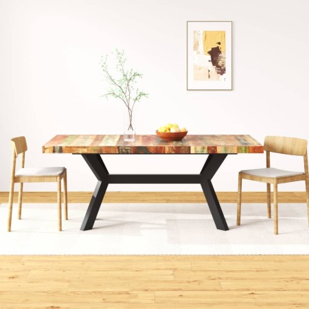 Mesa de comedor madera maciza reciclada y acero cruzado 180 cm en Mesas de comedor | Comprar online en Foru.es