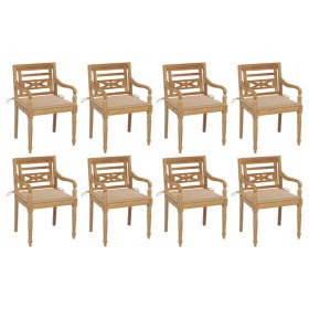 Sillas Batavia 8 unidades madera maciza de teca con cojines de , Sillas de jardín - Ref: Foro24-3073352, Precio: 1,00 €, Desc...