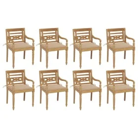 Sillas Batavia 8 unidades madera maciza de teca con cojines de , Sillas de jardín - Ref: Foro24-3073352, Precio: 1,00 €, Desc...