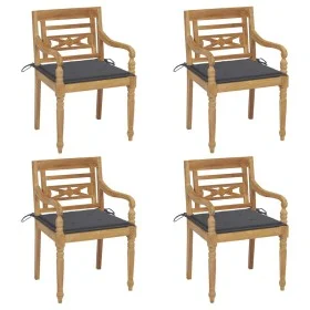 Sillas Batavia 4 unidades madera maciza de teca con cojines de , Sillas de jardín - Ref: Foro24-3073295, Precio: 494,83 €, De...