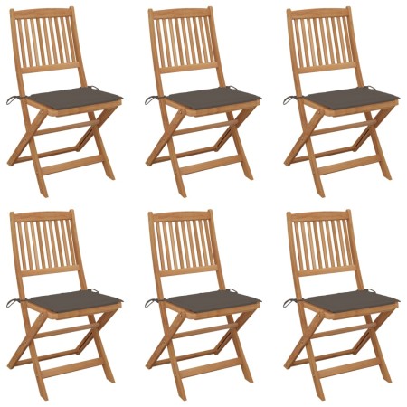 Sillas de jardín plegables 6 uds y cojines madera maciza acacia de , Sillas de jardín - Ref: Foro24-3075002, Precio: 323,66 €...