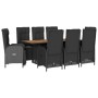 Set de comedor de jardín 9 pzas y cojines ratán sintético negro de , Conjuntos de jardín - Ref: Foro24-3213521, Precio: 1,00 ...