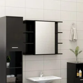 Armario de espejo de baño contrachapada negro 80x20,5x64 cm de vidaXL, Tocadores de baño - Ref: Foro24-802607, Precio: 68,97 ...