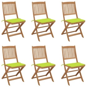 Sillas de jardín plegables 6 uds y cojines madera maciza acacia de , Sillas de jardín - Ref: Foro24-3075005, Precio: 325,82 €...
